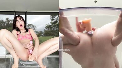 Petite Teen Luna Lovekiss Rides A Dildo On A Glass Chair
