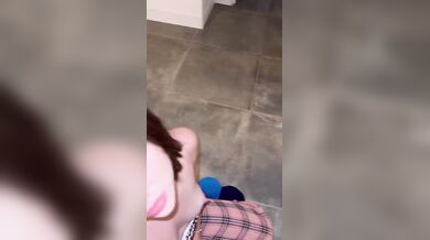 Call Me Slo Licks Her Boyfriend's Cumshot On A Mirror
