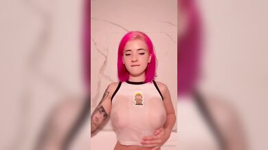 Pink Haired Emma Fiore Plays With Her Big Tits