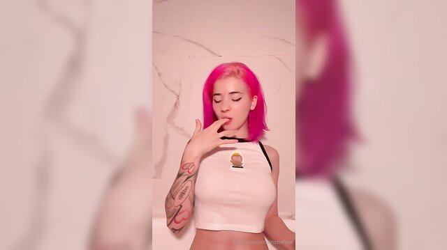 Pink Haired Emma Fiore Plays With Her Big Tits
