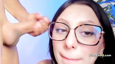 Horny Brunette Worships Thick Cock In POV