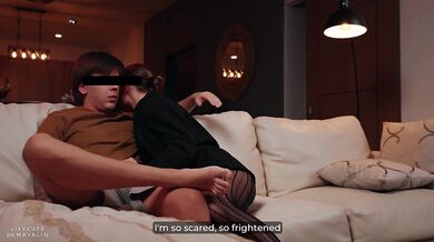 My Sexy Stepmom Grabbed My Dick While Watching A Horror Movie