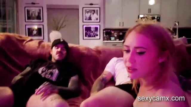 Hot blonde slut gets fingered and fucked by two guys