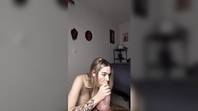 Veronika Vengeance Slurps And Rides Her Favorite Giant Dildo
