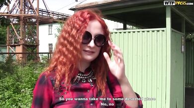 Two guys fuck redhead from the street