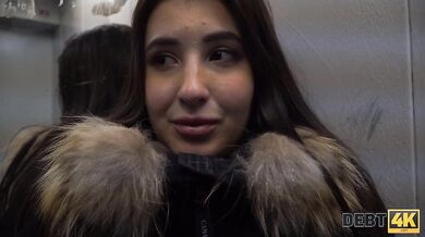 Hot brunette fucks debt collector 