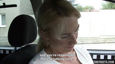 Blonde taxi driver fucks in the car