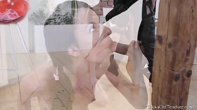 Skinny teen takes older cock