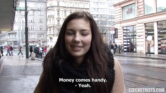 Cute street girl needs quick cash