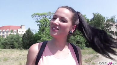 German street chick hooks up for money