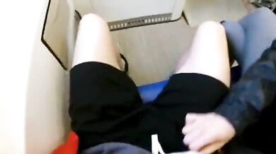 Swallowing cum after blowjob in public train!