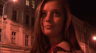 Street girl fucks for money at night