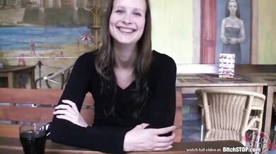 Bitch Stop - Amateur brunette fucks in a public toilet