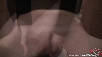 Bitch Stop - Amateur brunette fucks in a public toilet