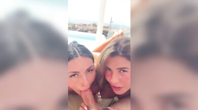 Caryn Beaumont And Agatha Vega Show POV Outdoor Double Blowjob