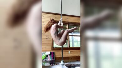 Redhead Amy Hart Twerks And Pole Dances Naked