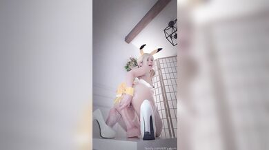 Kitty Kum Gets Horny In Sexy Fishnet Pikachu Costume