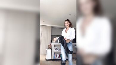 OF Gracewearslace Strips And Fingers Her Wet Pussy