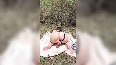 Horny Teen TheRealAly Masturbates Her Pussy In The Forest