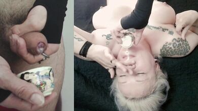 Tattooed Blonde Swallows A Spoonful Of Fresh Cum