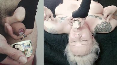 Tattooed Blonde Swallows A Spoonful Of Fresh Cum