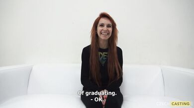 Redhead Daniela Strips And Strokes Cock At Her Casting Interview