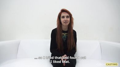 Redhead Daniela Strips And Strokes Cock At Her Casting Interview