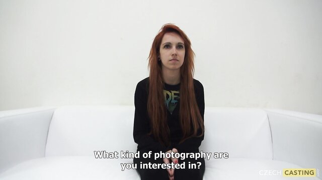 Redhead Daniela Strips And Strokes Cock At Her Casting Interview