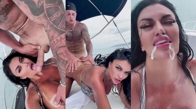 Toochi Kash Rides A Slippery Cock On A Boat