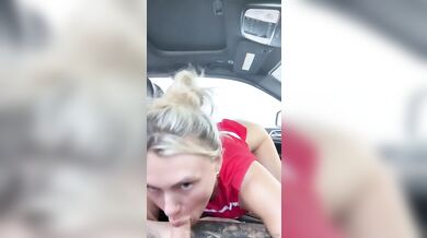 Fallonlovexo Lifts Her Red Skirt For A Quick Doggy Fuck In The Back Seat