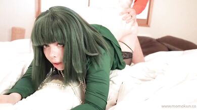 Momokun Takes A Hard Pounding In Green Tatsumaki Cosplay