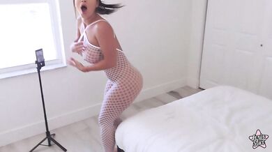 Lexis Star Takes A Hard Pounding In A White Fishnet Bodystocking