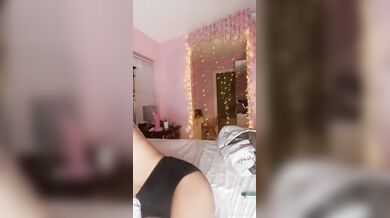 XXXMilaMonet Rides And Sucks A Rainbow Dildo On Her Bed