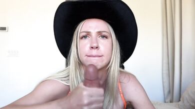 Busty Blonde Cowgirl Rides Vibrator And Cock