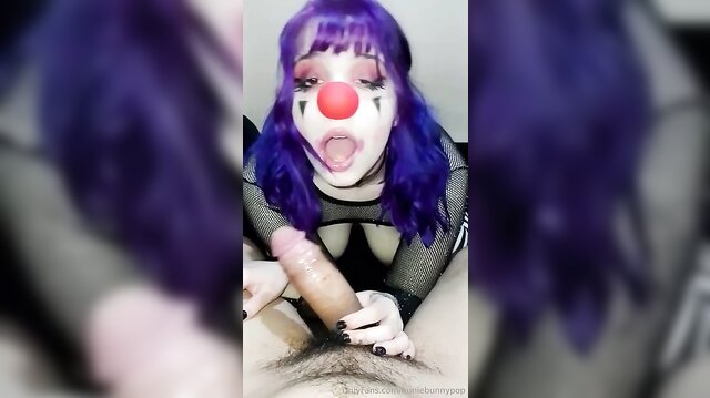 HunieBunnyPop Sucks A Hard Dick As A Clown