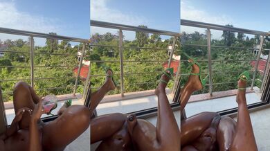 Amateur Kira Michelle Masturbates And Squirts On The Balcony