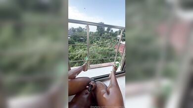 Amateur Kira Michelle Masturbates And Squirts On The Balcony