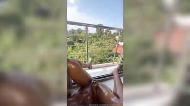 Amateur Kira Michelle Masturbates And Squirts On The Balcony