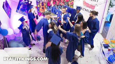 Angel Youngs And Hailey Rose Share Rocket Big Cock In Front Of Their Friends