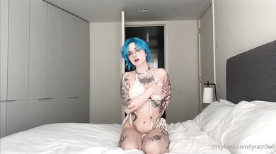 Blue Haired Lyra Crow Teases And Strips On Her Bed