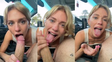 Blonde Amateur Wildhalli Gives A Blowjob In The Car