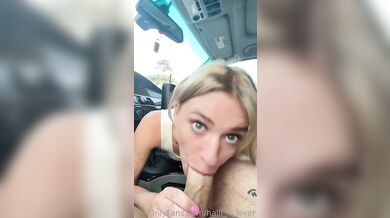 Blonde Amateur Wildhalli Gives A Blowjob In The Car