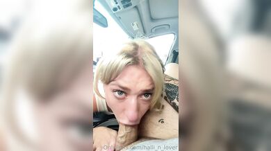 Blonde Amateur Wildhalli Gives A Blowjob In The Car
