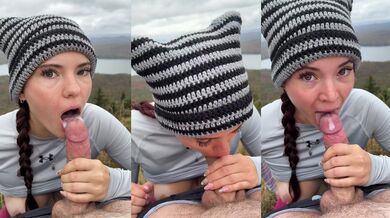 Juliette_mme Blowjobs Her Boyfriend On Top Of A Mountain