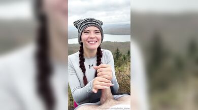 Juliette_mme Blowjobs Her Boyfriend On Top Of A Mountain