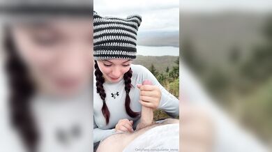 Juliette_mme Blowjobs Her Boyfriend On Top Of A Mountain