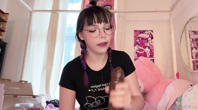 DitzyMaruu Blowjobs Her Black Dildo Sloppily