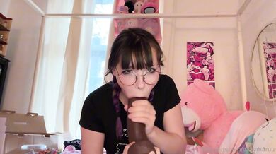 DitzyMaruu Blowjobs Her Black Dildo Sloppily