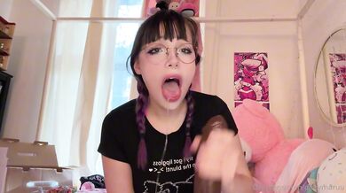 DitzyMaruu Blowjobs Her Black Dildo Sloppily
