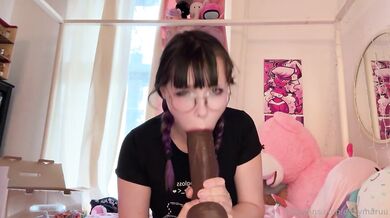 DitzyMaruu Blowjobs Her Black Dildo Sloppily